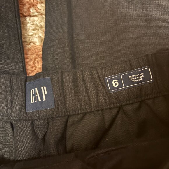 Gap 365 High Rise Linen Blend Wide-Leg Trousers Black, Women's Size 6 - Picture 3 of 10